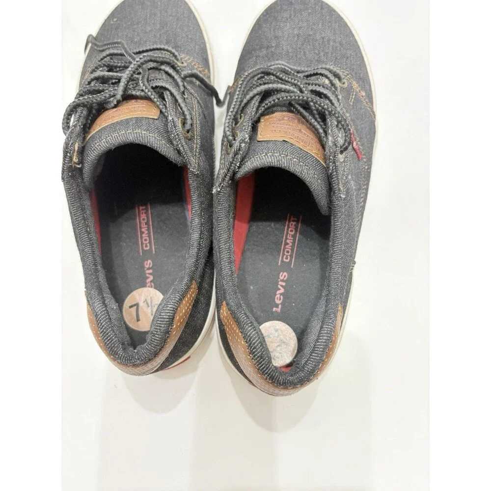 Levis Shoes Mens 7.5 Casual Sneakers Flats Comfort  Black Lace Up Low Shoes Levi